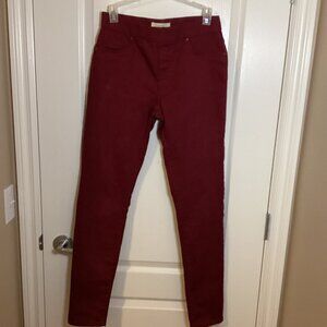Liquidx Casual Womens Cherry Red Jeans Size S Burgundy Pants Narrow Straight Leg